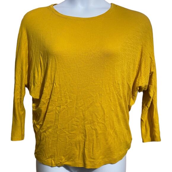 Rachel Zoe mustard yellow 3/4 sleeve dolman blouse cotton modal Size Large - Picture 1 of 5